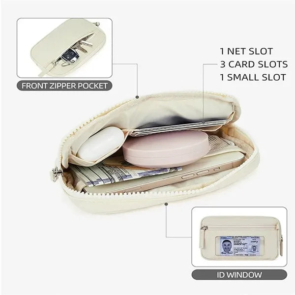 Women'S Small Nylon RIFD Wristlet Wallet With 3 Zippers