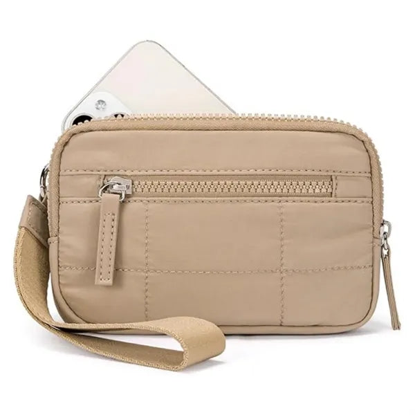 Women'S Small Nylon RIFD Wristlet Wallet With 3 Zippers
