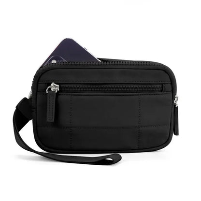 Women'S Small Nylon RIFD Wristlet Wallet With 3 Zippers