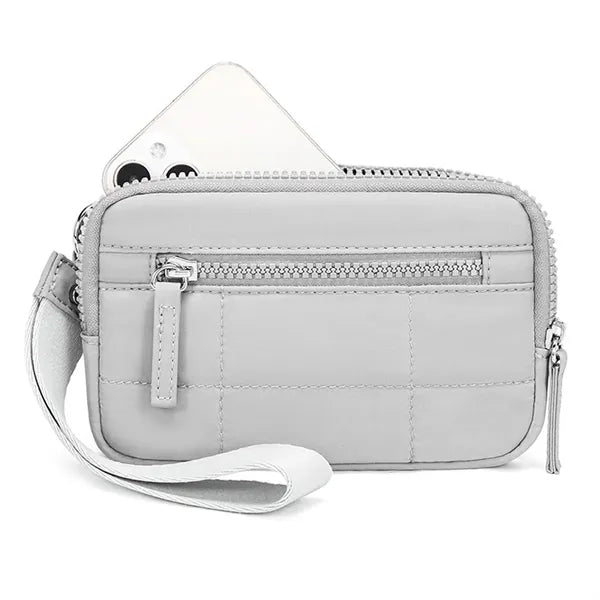 Women'S Small Nylon RIFD Wristlet Wallet With 3 Zippers