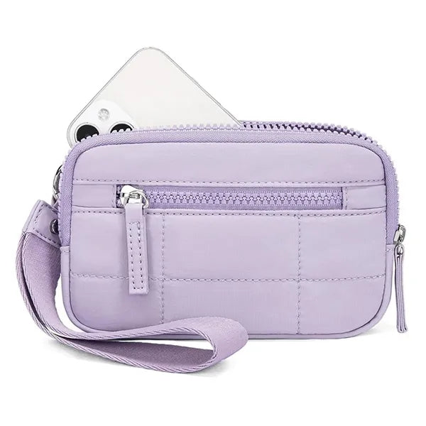 Women'S Small Nylon RIFD Wristlet Wallet With 3 Zippers