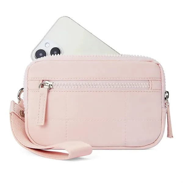 Women'S Small Nylon RIFD Wristlet Wallet With 3 Zippers