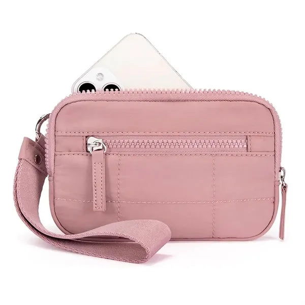 Women'S Small Nylon RIFD Wristlet Wallet With 3 Zippers