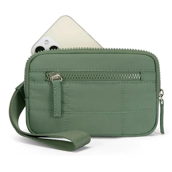 Women'S Small Nylon RIFD Wristlet Wallet With 3 Zippers