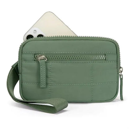 Women'S Small Nylon RIFD Wristlet Wallet With 3 Zippers