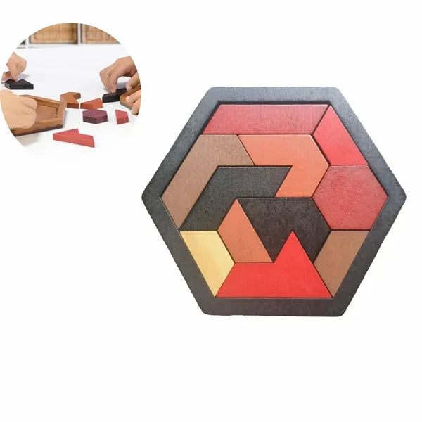 Wooden Tangram Puzzle with Hexagon