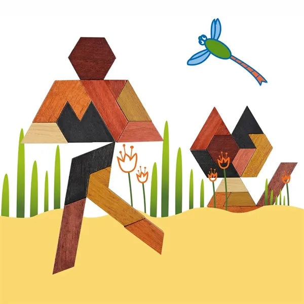 Wooden Tangram Puzzle with Hexagon