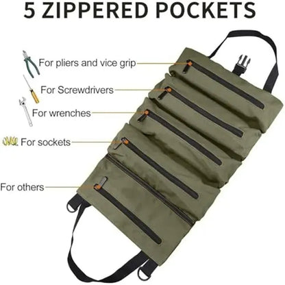 Waterproof Roll-Up Hardware Tool Organizer With 5 Pockets