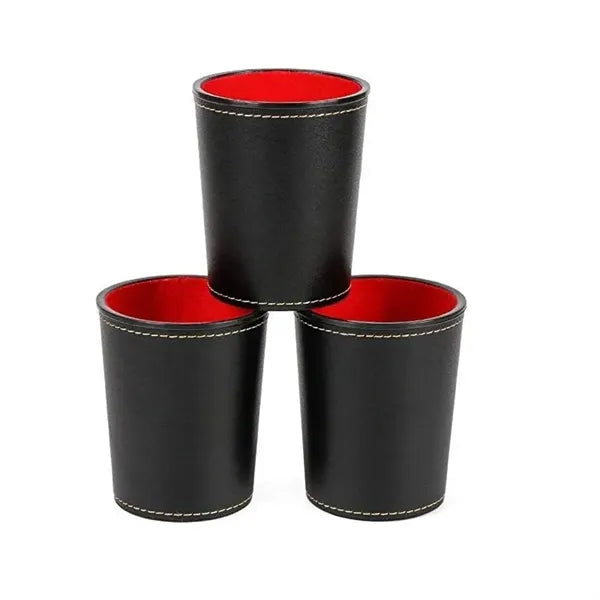 Silent Leather Dice Cup with 5 Dice