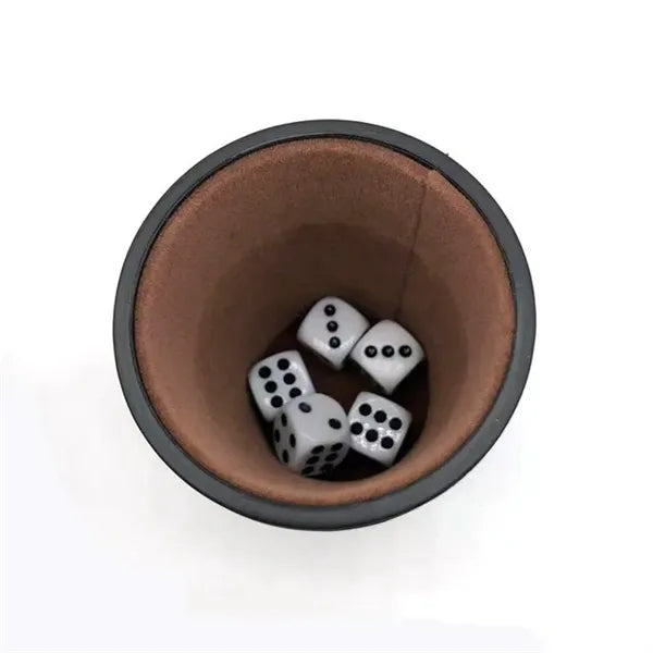 Silent Leather Dice Cup with 5 Dice