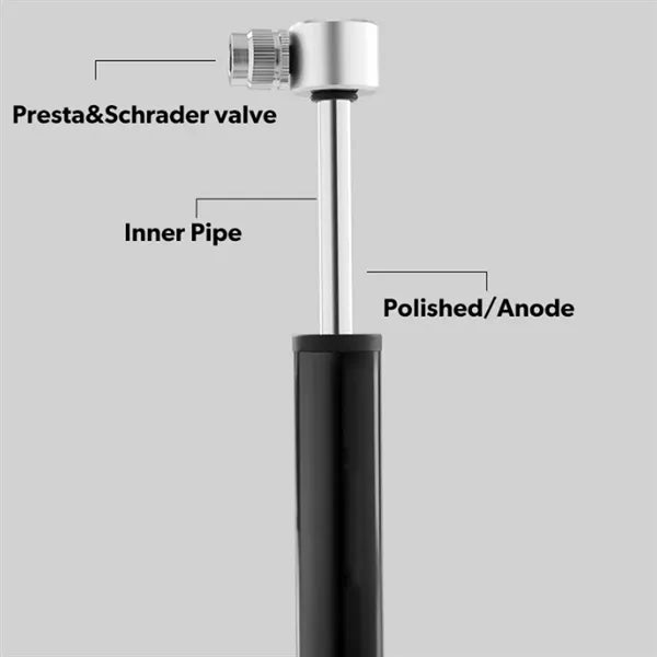 Portable Aluminum Bicycle Pump with Needle Storage Bag