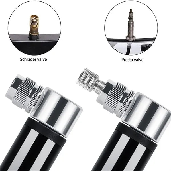 Portable Aluminum Bicycle Pump with Needle Storage Bag