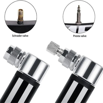 Portable Aluminum Bicycle Pump with Needle Storage Bag