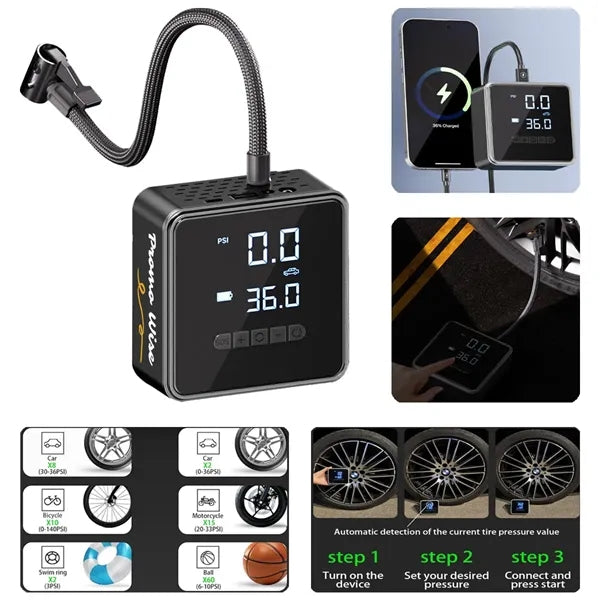 Portable Tire Inflator Powered by Cigarette Lighter