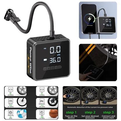Portable Tire Inflator Powered by Cigarette Lighter