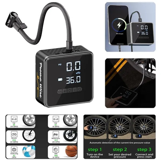 Portable Tire Inflator Powered by Cigarette Lighter
