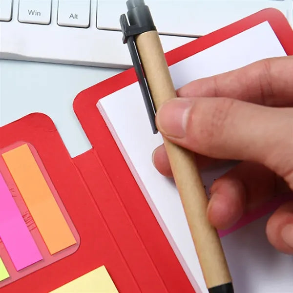 Transparent Button-Type Kraft Paper Notepad With Pen