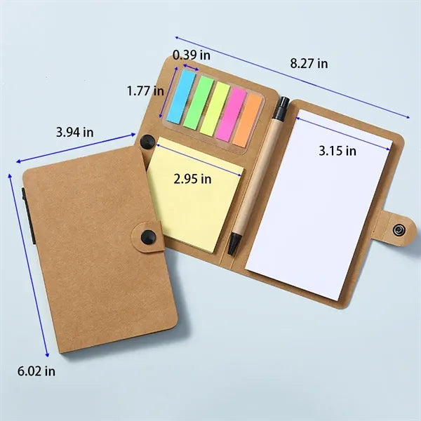 Transparent Button-Type Kraft Paper Notepad With Pen