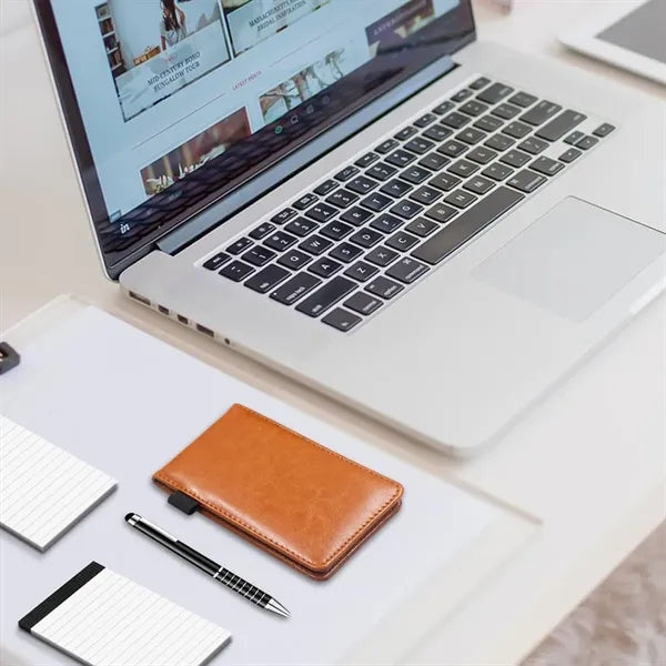 A7 Small Leather Multi-Function Notepad with Metal Pen