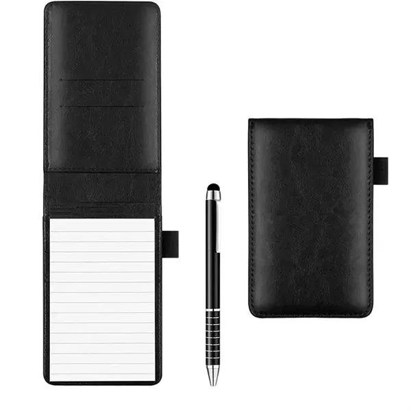A7 Small Leather Multi-Function Notepad with Metal Pen