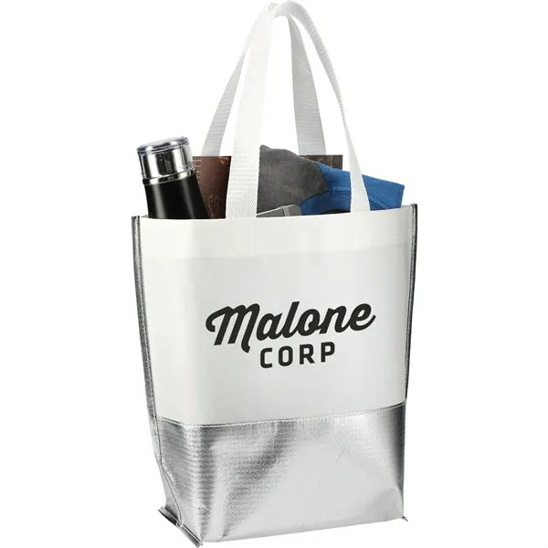 Large Laminated Metallic Bottom Tote