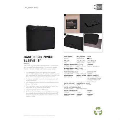 Case Logic Invigo Recycled 16' Laptop Sleeve