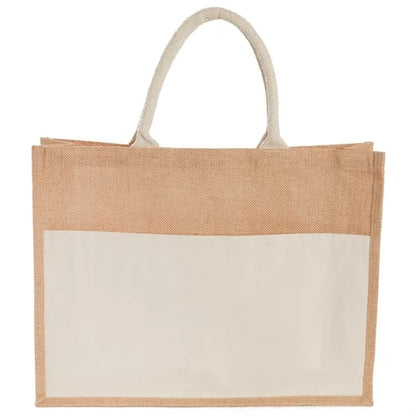 Jute Shopper Tote with Recycled Cotton Pocket