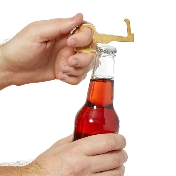 No Contact Keychain Bottle Opener - Brass