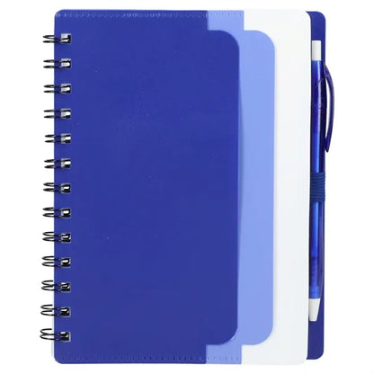5" x 7" Recycled Dual Pocket Spiral Notebook w Pen