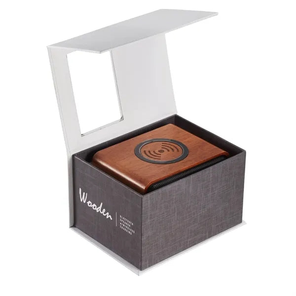 Wood Bluetooth Speaker with Wireless Charging Pad