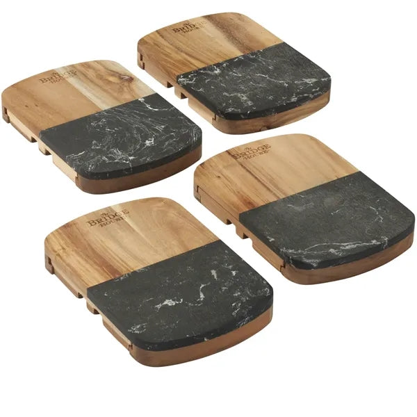 Black Marble Cheese Board Set with Knives