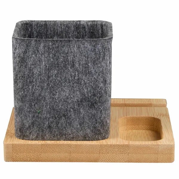 Recycled Felt & Bamboo Pen Holder