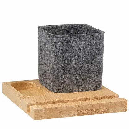 Recycled Felt & Bamboo Pen Holder