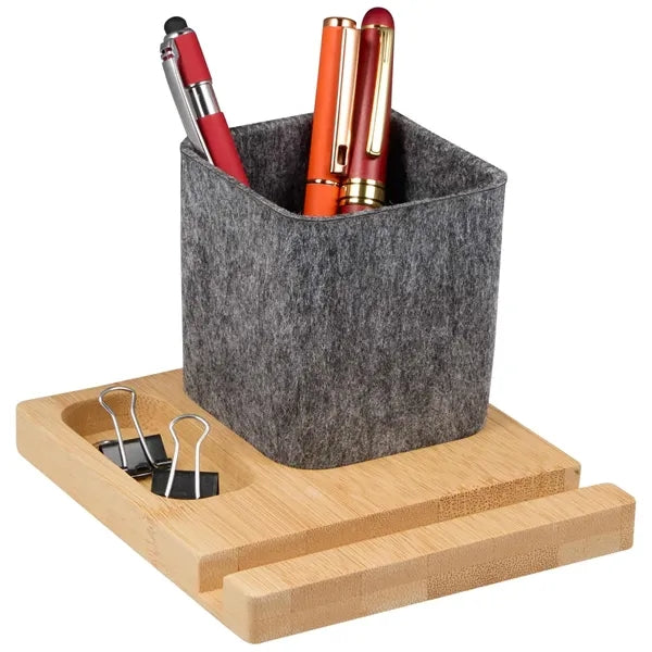 Recycled Felt & Bamboo Pen Holder