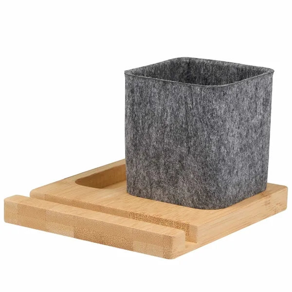 Recycled Felt & Bamboo Pen Holder