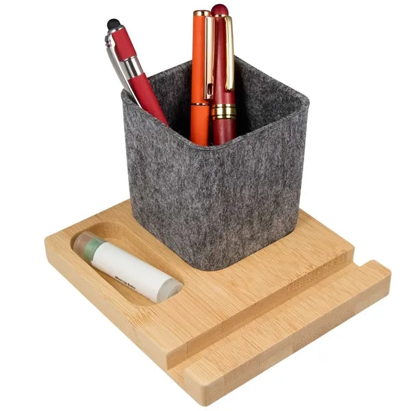 Recycled Felt & Bamboo Pen Holder