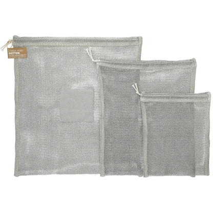 Recycled Cotton Mesh Cinch Pouch Set