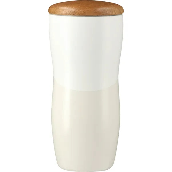 Reno Double Wall Ceramic Tumbler w/Wood Lid 10oz