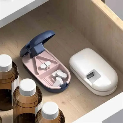 Portable Pill Box with Pill Cutter