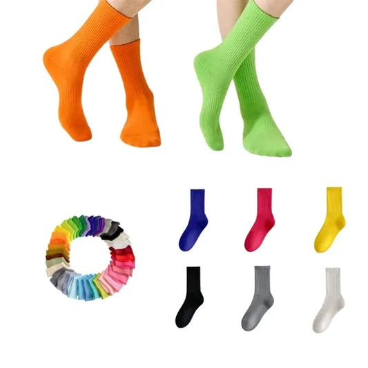 Ribbed Knit Athletic Socks Unisex Cotton Comfort