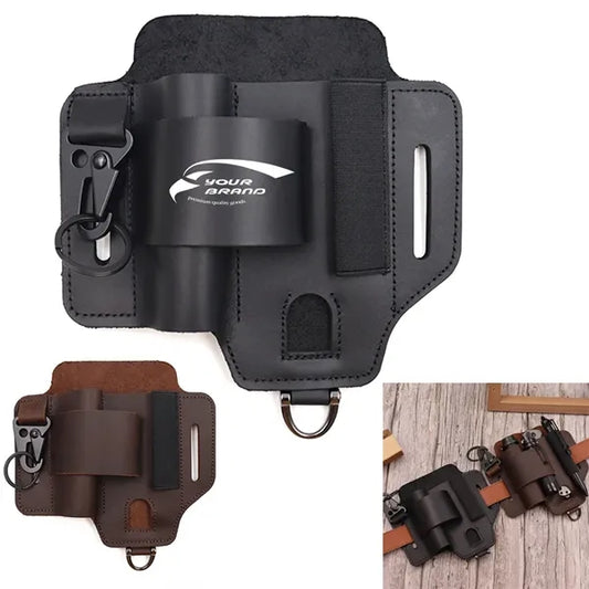 EDC Cowhide Leather Multitool Belt Organizer Sheath
