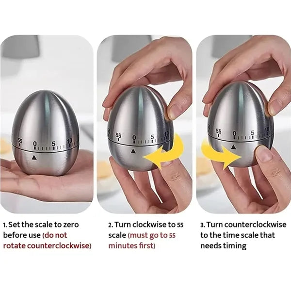 Stainless Steel Manual Kitchen Timer