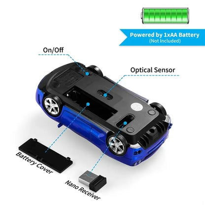 LED Light Wireless Car Shape Mini Mouse