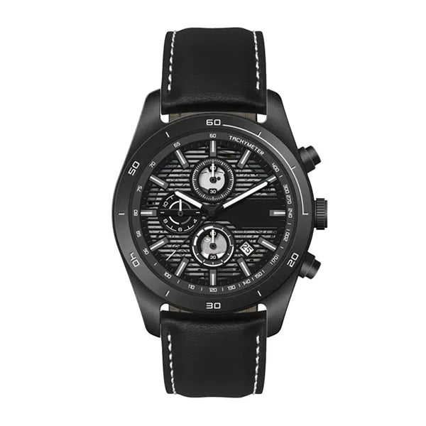 42MM STEEL BLACK CASE, CHRONOGRAPH MVMT, BLACK DIA...