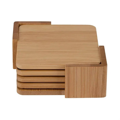Brandon IV 4-Piece Bamboo Coaster Set