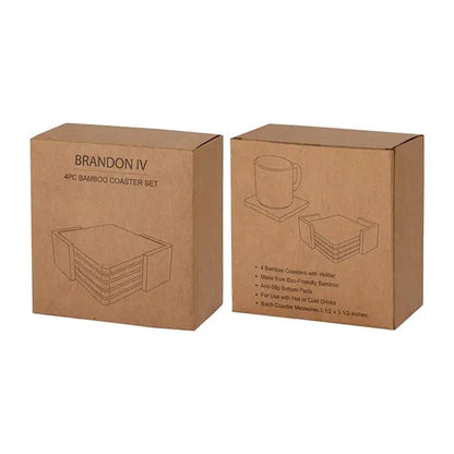Brandon IV 4-Piece Bamboo Coaster Set