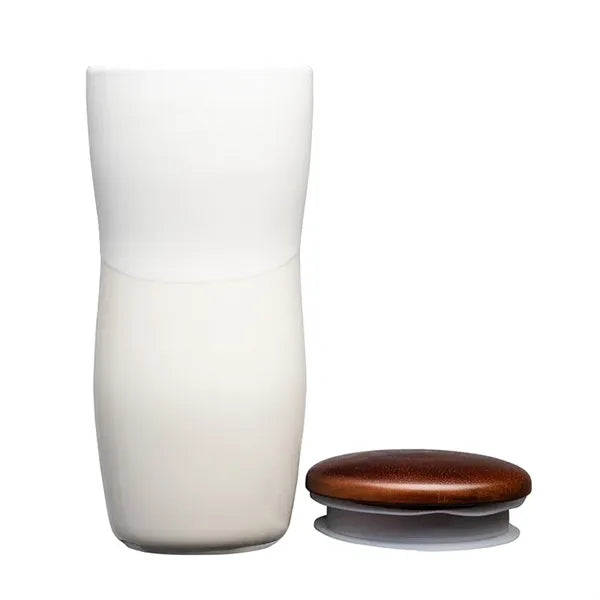 Tarrazu 12 oz. Double Wall Ceramic Tumbler w/ Wood Lid