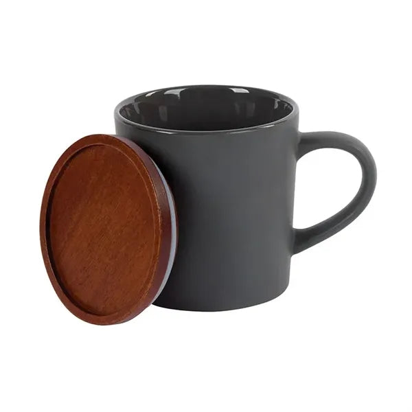 Copenhagen 16 oz. Ceramic Mug w/ Wood Lid