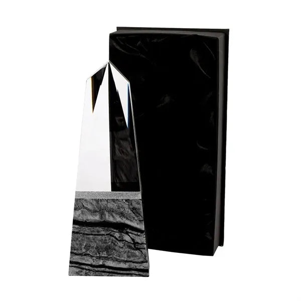Deneb Crystal Obelisk with Marble Base