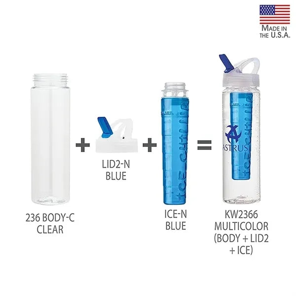 Laguna 32 oz. PET Bottle with Flip Spout & Ice Stick